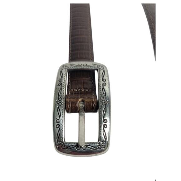 Brighton Belt Bundle Women's Sz M Brown Leather Silver Hardware Woven Textured - Picture 3 of 15